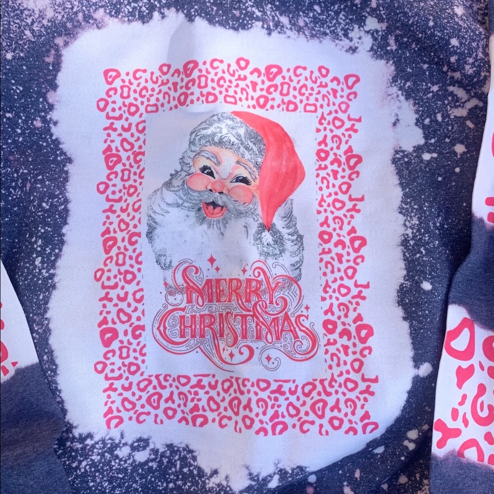 Pink Cheetah Santa Crewneck